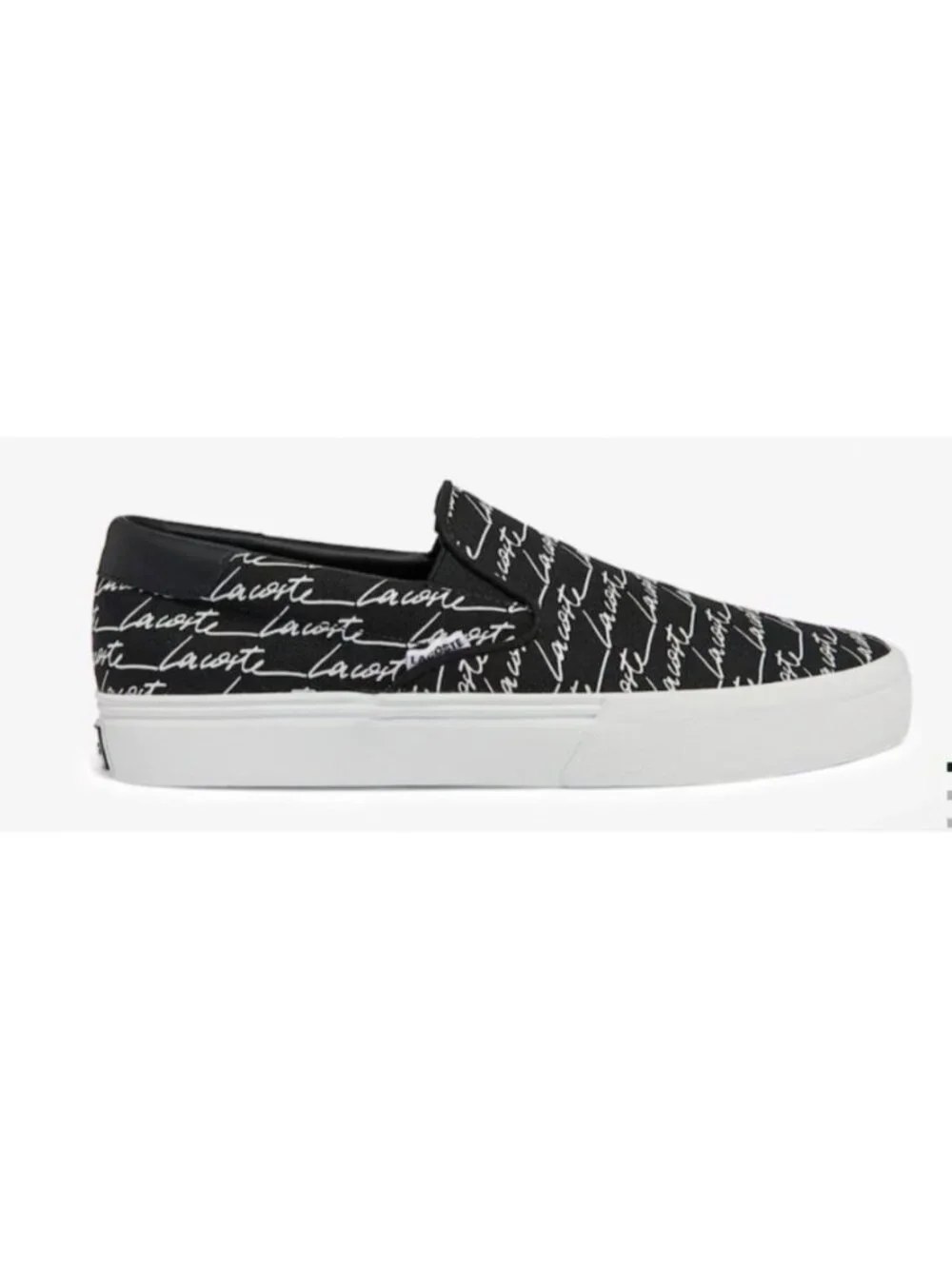 Lacoste Jump Serve Size 11.5 Canvus Slip On Black White NWB